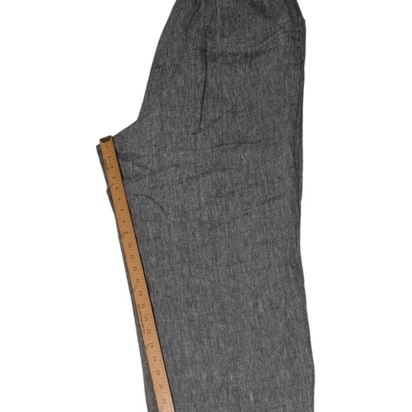 Flax Womens Generous 1G Gray Linen Elastic Waist Cropped Pants Pockets - Picture 12 of 12
